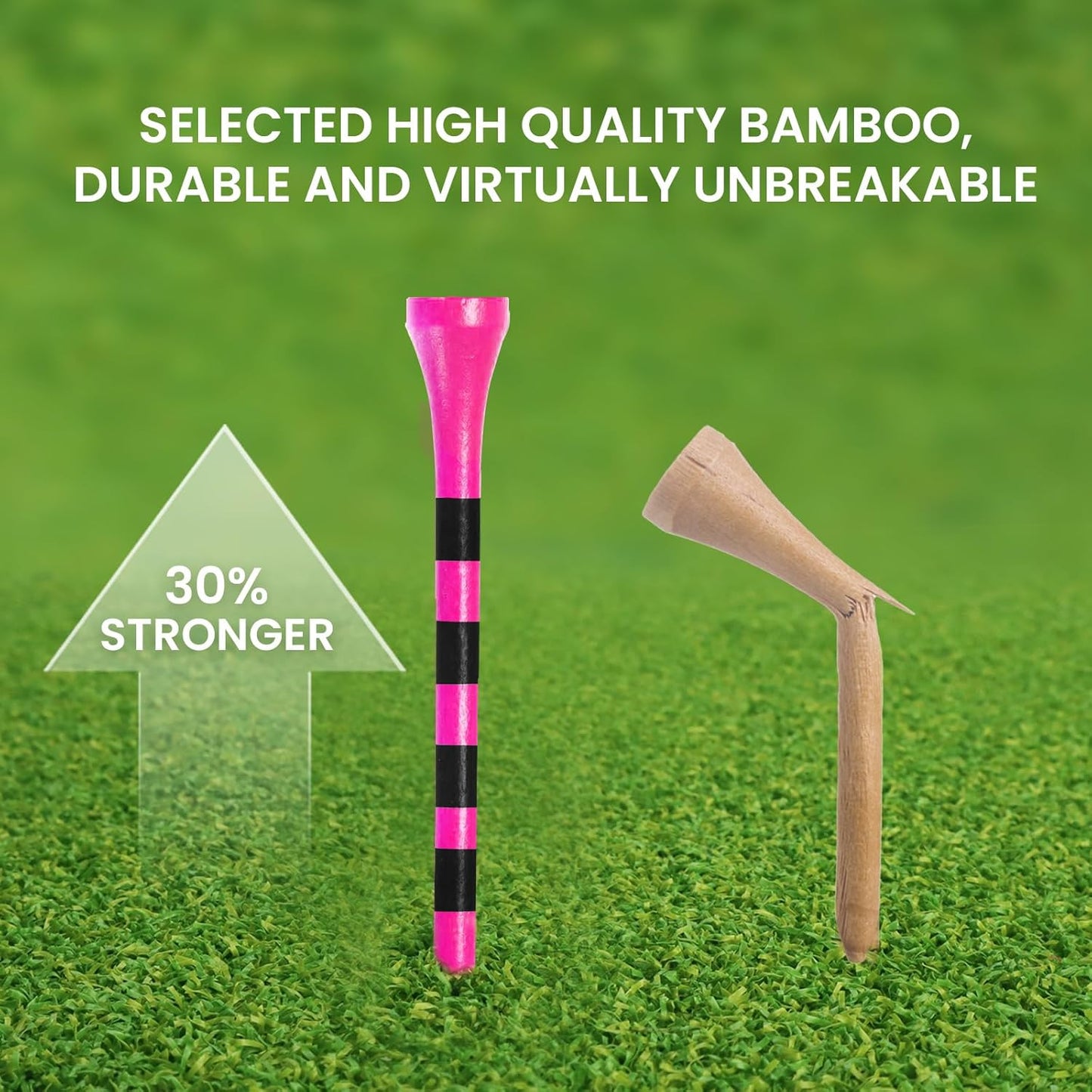 FINGER TEN Golf Tees Wood 3 1/4 2 3/4 Inch Wooden Bamboo 50/120 Count, Durable Biodegradable Colored Bulk Tee 70mm 83mm