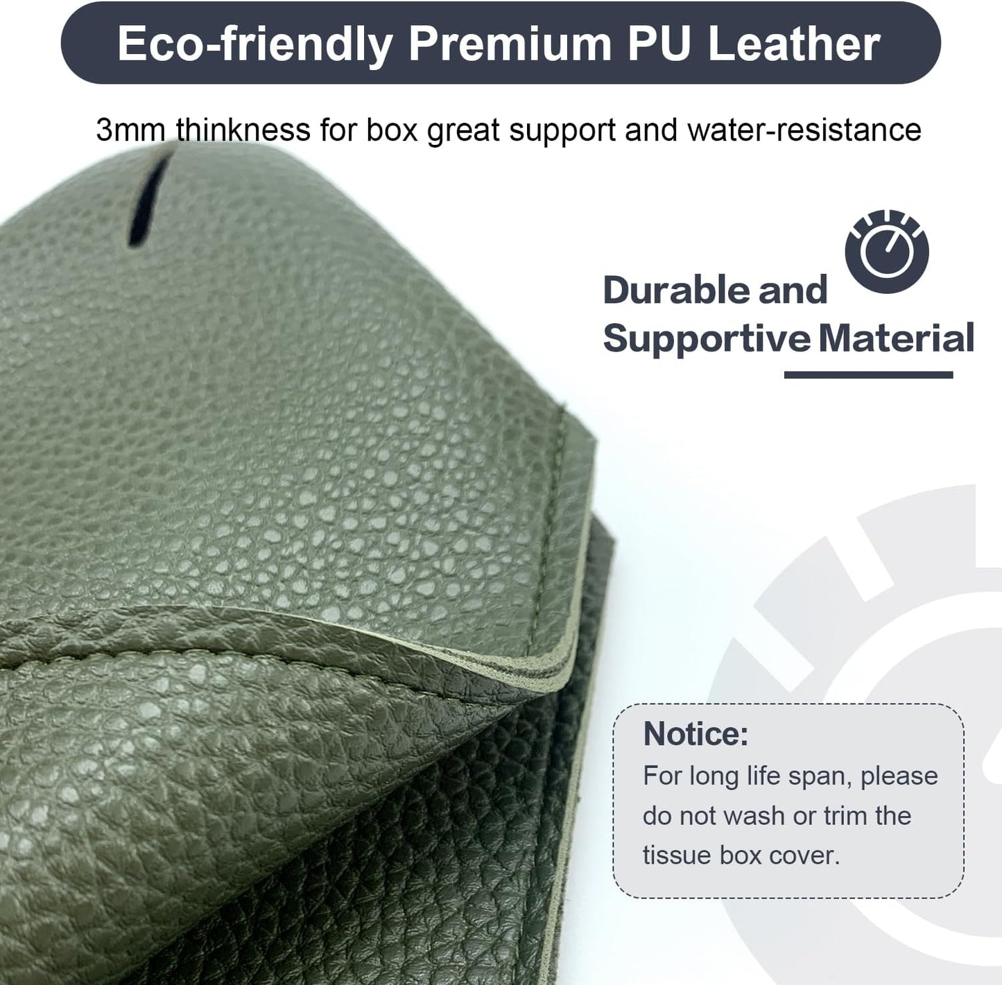 Tissue Box Cover 5X5X5'' PU Leather Tissue Holder Square Tissue Cube Box Organizer for Bathroom Vanity Countertop, Car, Night Stands, Office, Home, Kitchen (2Pack, Dark Green)