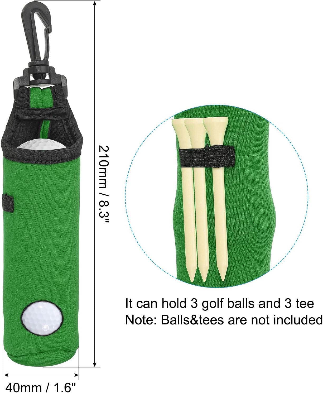 PATIKIL Golf Ball Carry Bag, Golf Tee Holder Pouch Portable Neoprene Golf Ball Holder with Clip for Men and Women Storage Gifts