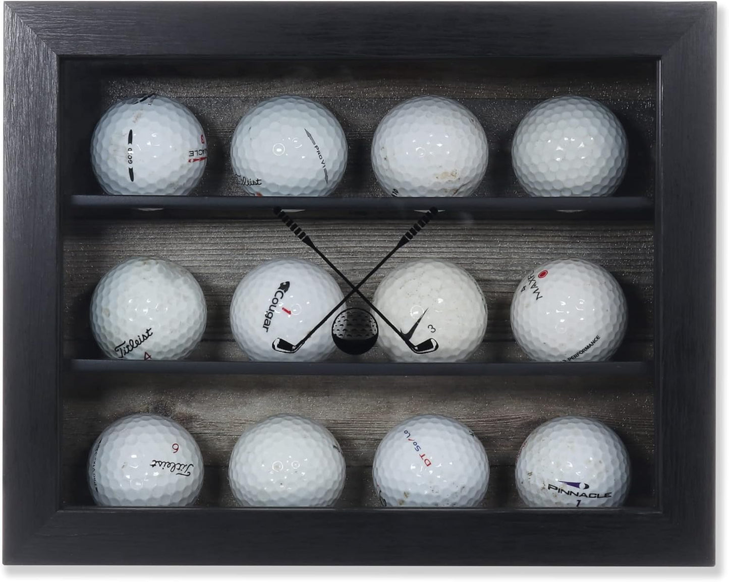 Lawrence Frames 8x10 Golf Ball Shadow Box Display Case - Holds 12 Golf Balls,Black