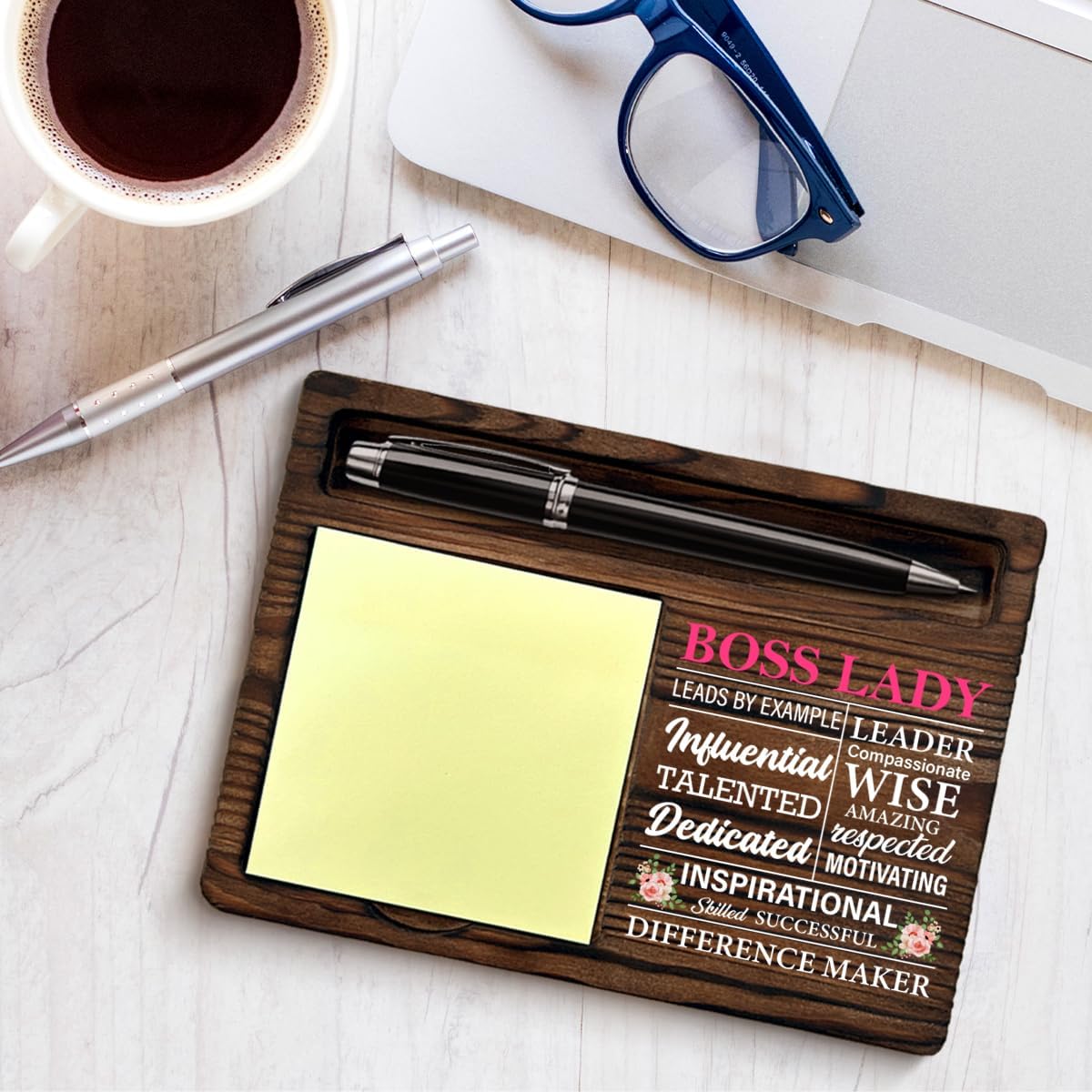 Best Boss Lady Gifts for Women, Thank You Appreciation Gift for Boss Lady Difference Maker Self-Stick Note Pad Holders Office Decor