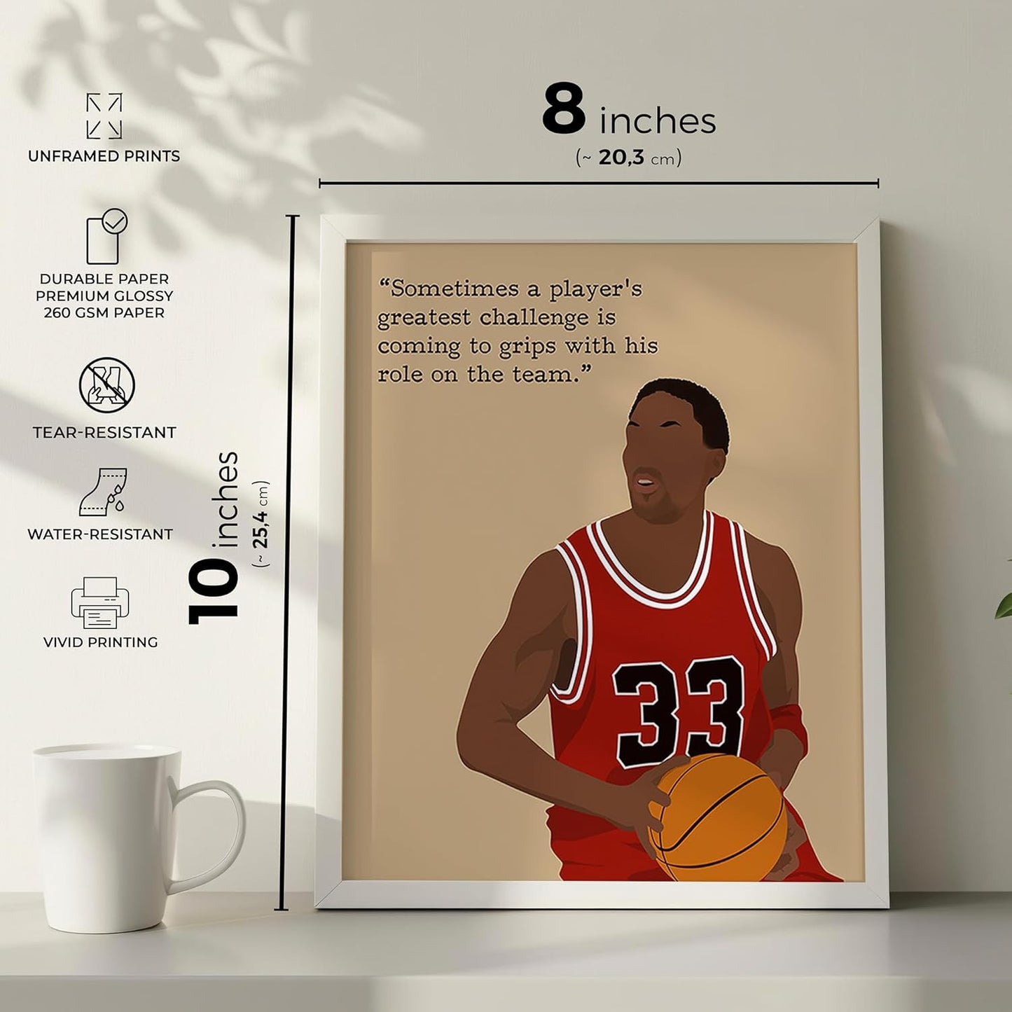 LOLUIS Motivational Basketball Superstar Hand-Drawn Artwork Sport Quote Wall Art Decorations (Unframed 8"x10", Basketball Player 8)