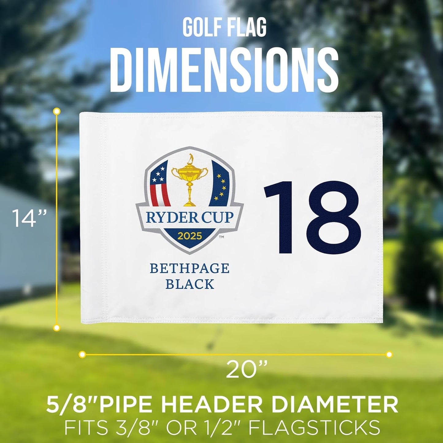 Standard Golf Flag The Ryder 2025, Tube Insert, 14x20 Inch 420D Nylon Dual-Sided Silk-Screen, Ideal for Practice Putting Green, Driving Range, Course, Club, 1-Pack