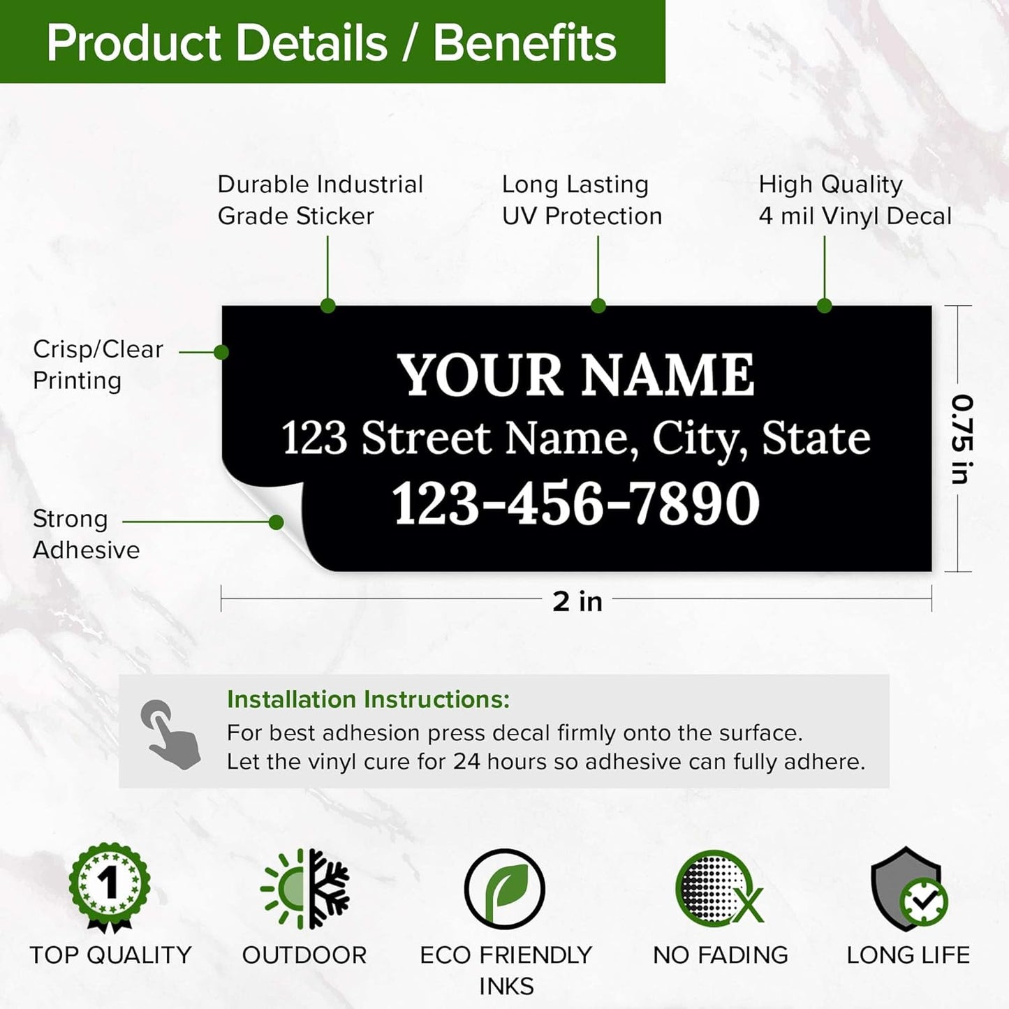 Custom Black Golf Club ID Labels, Personalized Golf Club Name Sticker,0.75x2 Inches, Set of 30, 4 Mil Vinyl Decal Stickers Weather Resistant, Made in USA by My Sign Center