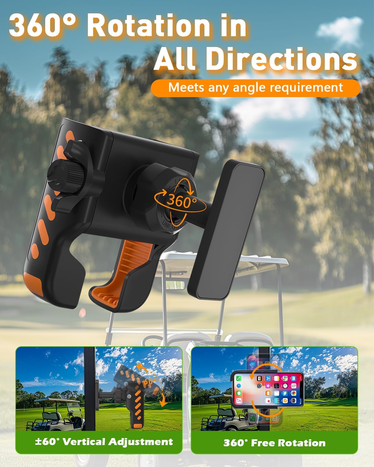 Golf Cart Phone Holder, Phone Caddy for Golf Cart with Super Strong N52 Magnets, Fits EZGO/Yamaha/Club Car/Icon Golf Cart, Golf Accessories for Men & Women - Golf Cart, Gym (2 Pack)