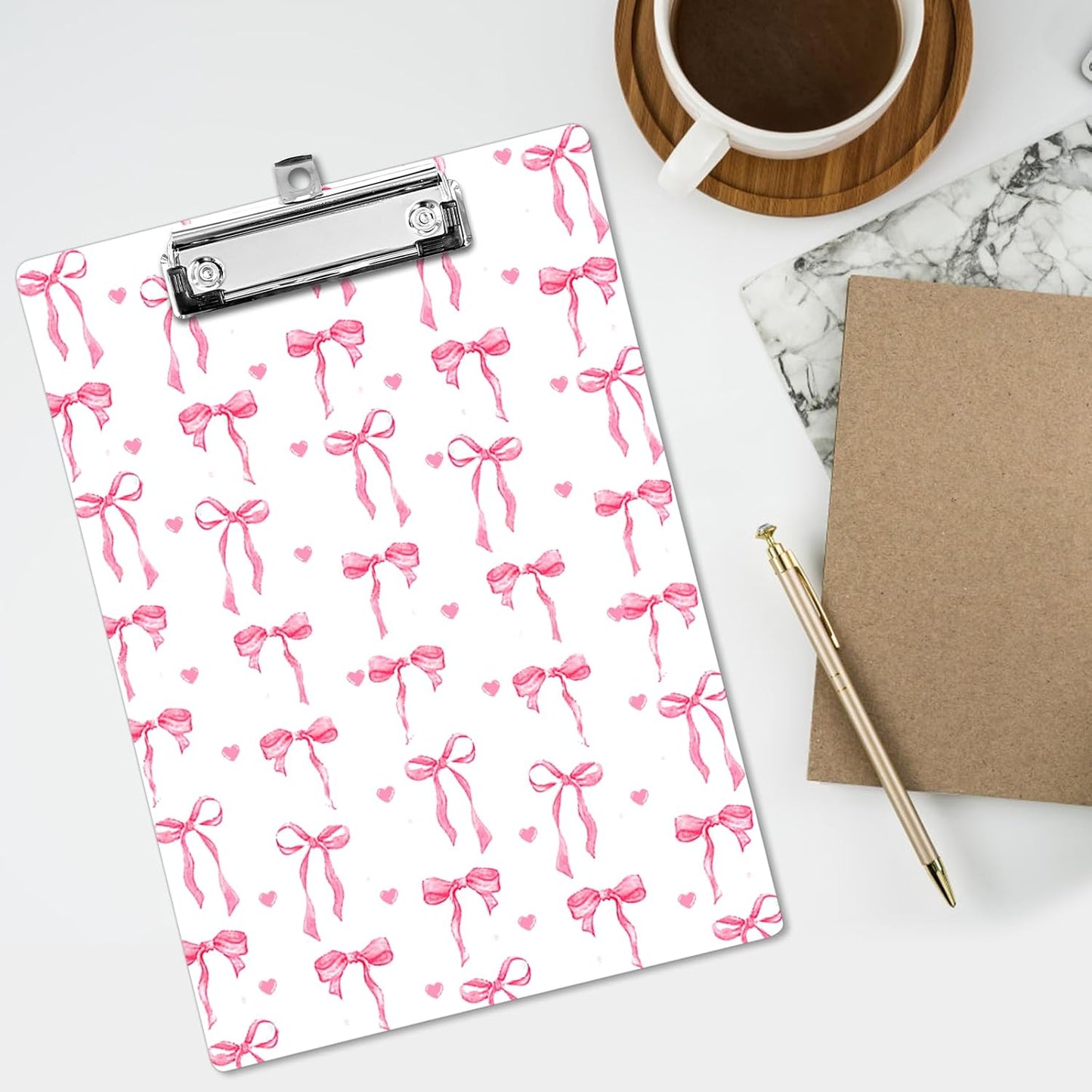 Plastic A4 Clipboards, Cute Fashion Clipboard Decorative, 12.2" x 8.7" Standard A4 Size Clipboards, Plastic Acrylic Clipboard for Teacher, Social Worker, Students,Women, Office Supplies(Butterfly Bow)