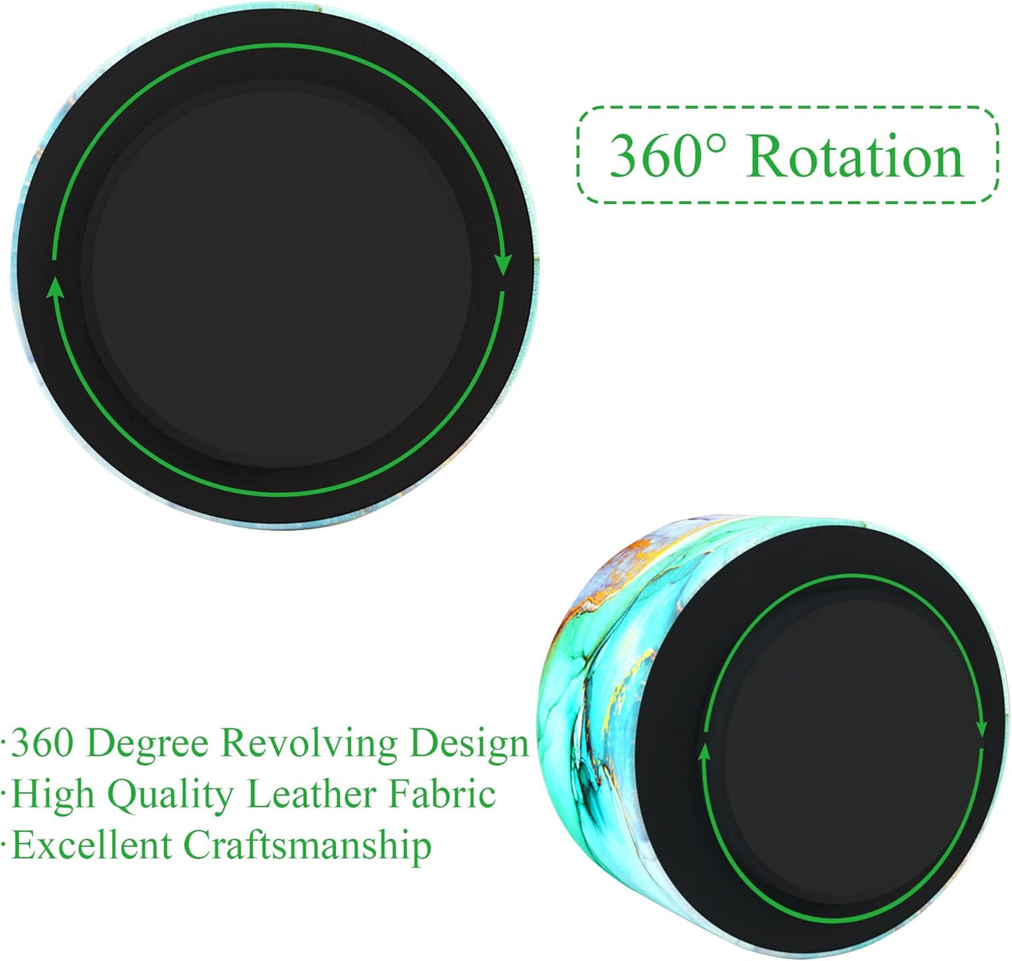 Hennaja Round Leather Art Supply Organizer,Remote Control Holder,360 Degree Rotating,Multi-Functional Pencil Holder,4 Compartments Desktop Stationary Organizer(1-Splash Ink)