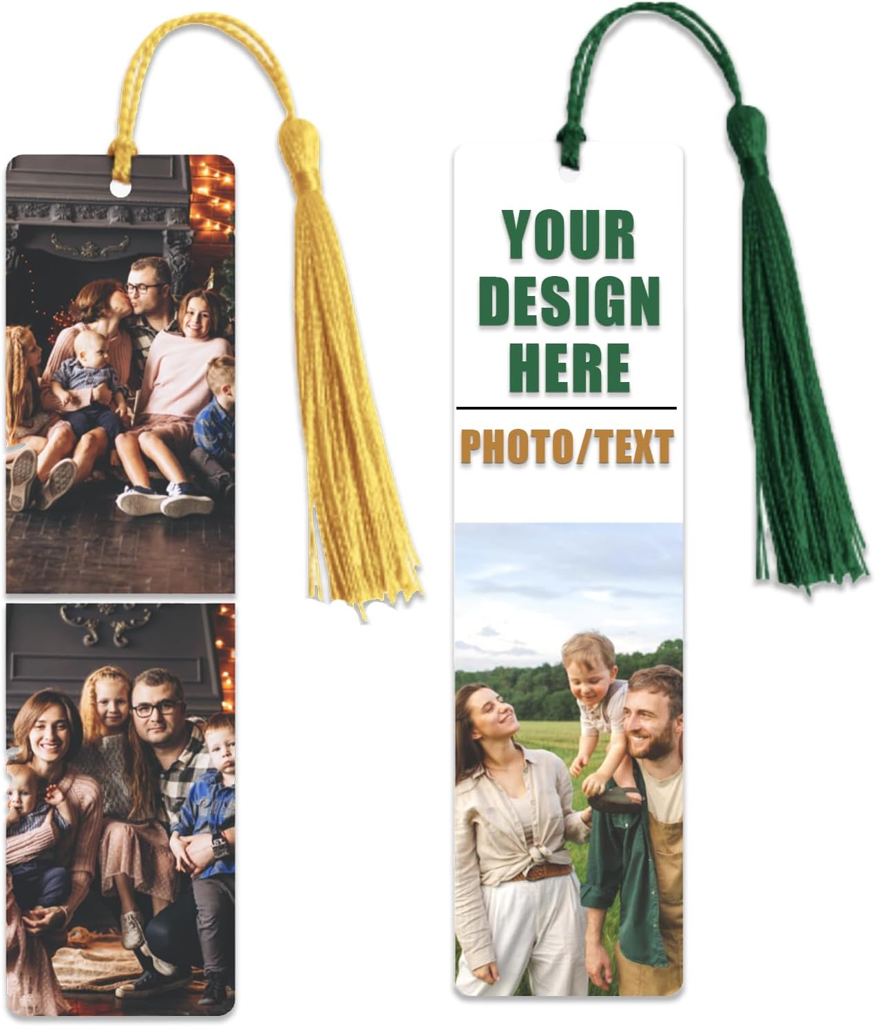 Custom Metal Bookmark, Personalized Double-Sided Bookmark with Text & Photo, Customizd Book Mark with Tassel for Book Lovers Women Men Birthday Christmas Anniversary Present