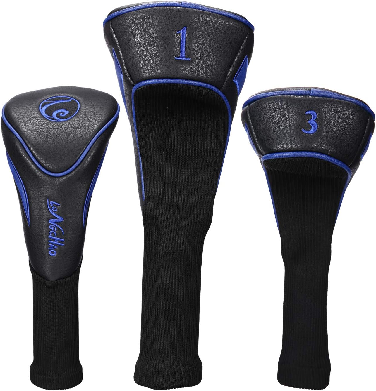Golf Head Covers 3pcs Set, Driver Fairway Wood Headcovers, Vintage PU Headcovers for Golf Club