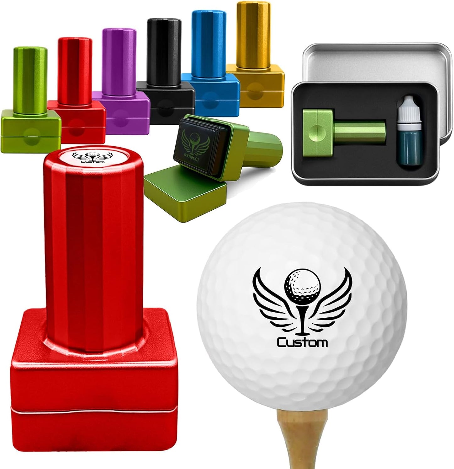 ONFAON Custom Golf Ball Stamp, Personalized Name Golf Ball Marker Stamp with Monogram Logo, Reusable Inking Customized Golf Stamper Accessories Gifts for Golfers