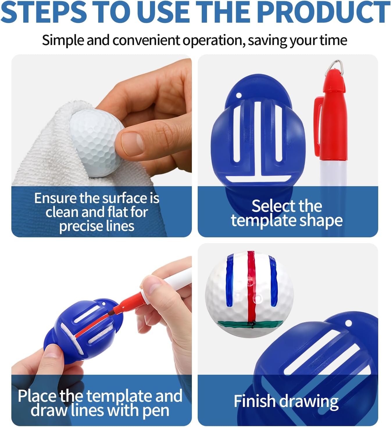 8 Pack Golf Ball Line Marker Tool,Golf Ball Stencil Alignment Kit,4 Golf Ball Marker Stencil and 4 Color Golf Ball Markers,Easy Ball ID &Putting Practice