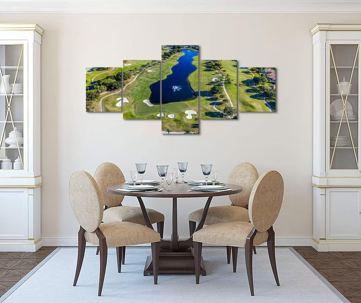 WESTON FL USA Golf Course Canvas Wall Art for Office Golf Course Wall Decor for Living Room Bedroom Bathroom Home Decorations Golf Course Pictures Framed Artwork Ready to Hang(50''W x 24''H)