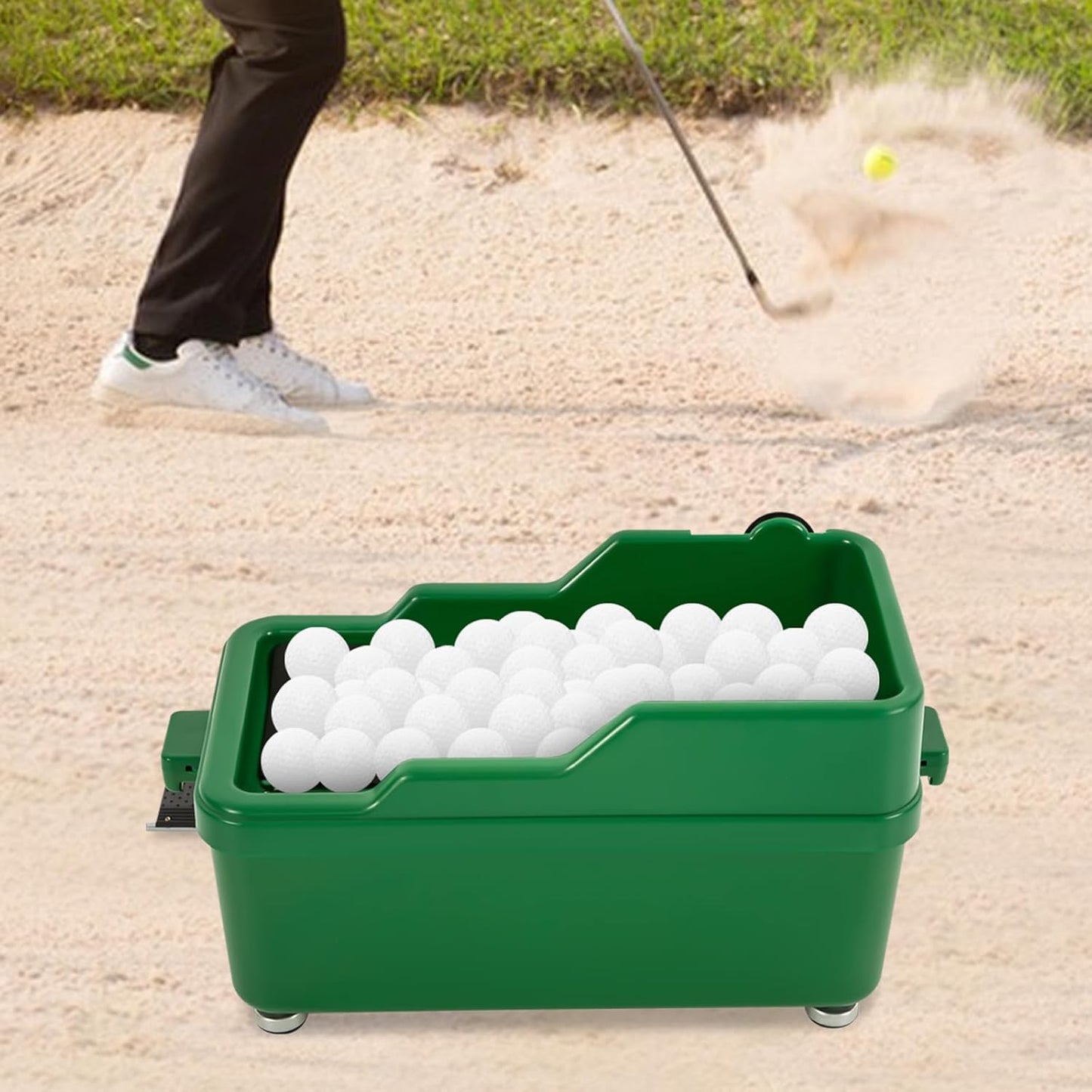 Automatic Golf Tee Machine with 9 Club Slots, Golf Ball Dispenser (Holds 100 Balls), No Electricity Needed – Golf Training & Practice Pitching Aid with 3 Batting Stands