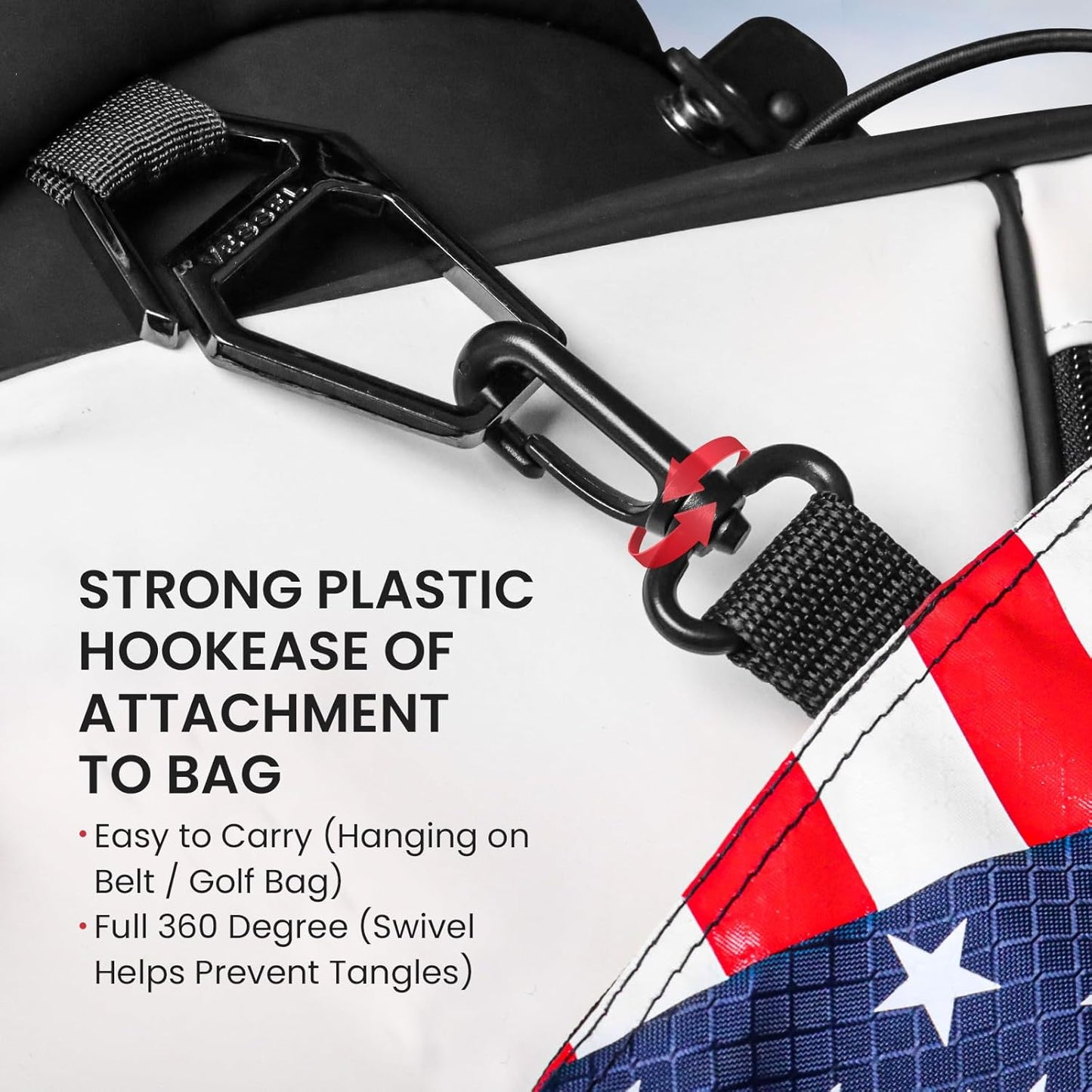 Golf Bag Accessories Valuables Pouch Bags Multi Pocket Zipper Hook with 10 Pcs Wood Golf Tees for Men Women