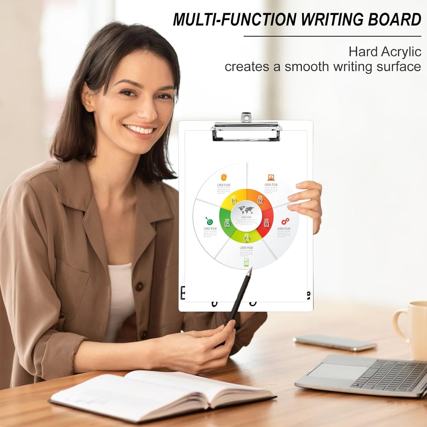 Plastic A4 Clipboards, Cute Fashion Clipboard Decorative, 12.2" x 8.7" Standard A4 Size Clipboards, Plastic Acrylic Clipboard for Teacher, Social Worker, Students,Women, Office Supplies (I'm fine)