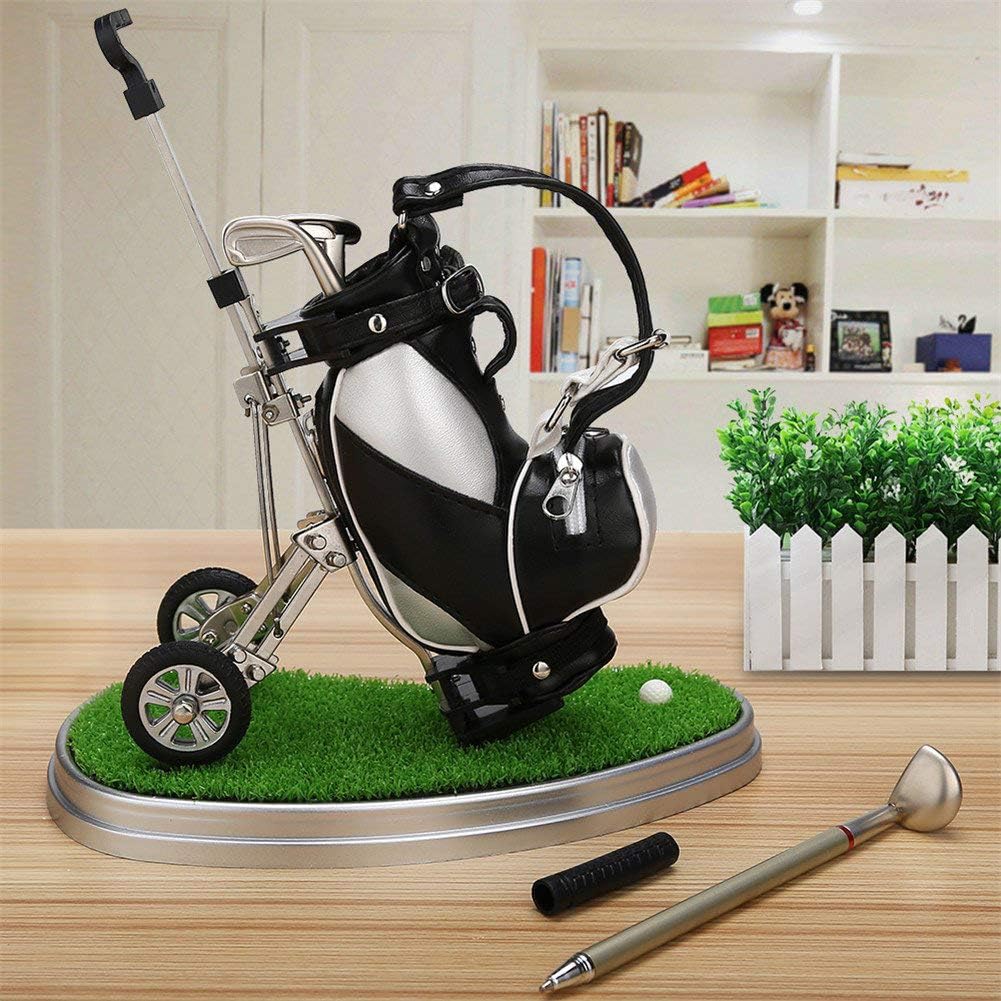10L0L Golf Gifts for Christmas Day, Golf Pens with Golf Bag Holder & Pen Holder, Golf Souvenirs Gifts with 3 Pieces Golf Club Pens Office Desk Golf Bag Pencil Holder for Men Birthday
