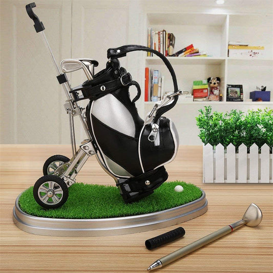 10L0L Golf Gifts for Christmas Day, Golf Pens with Golf Bag Holder & Pen Holder, Golf Souvenirs Gifts with 3 Pieces Golf Club Pens Office Desk Golf Bag Pencil Holder for Men Birthday