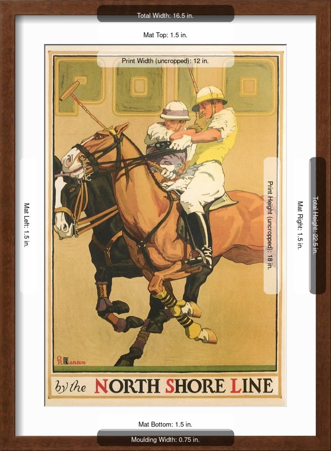 ART.COM Wall Art Print Polo Poster on Brown Frame, 17" x 23"
