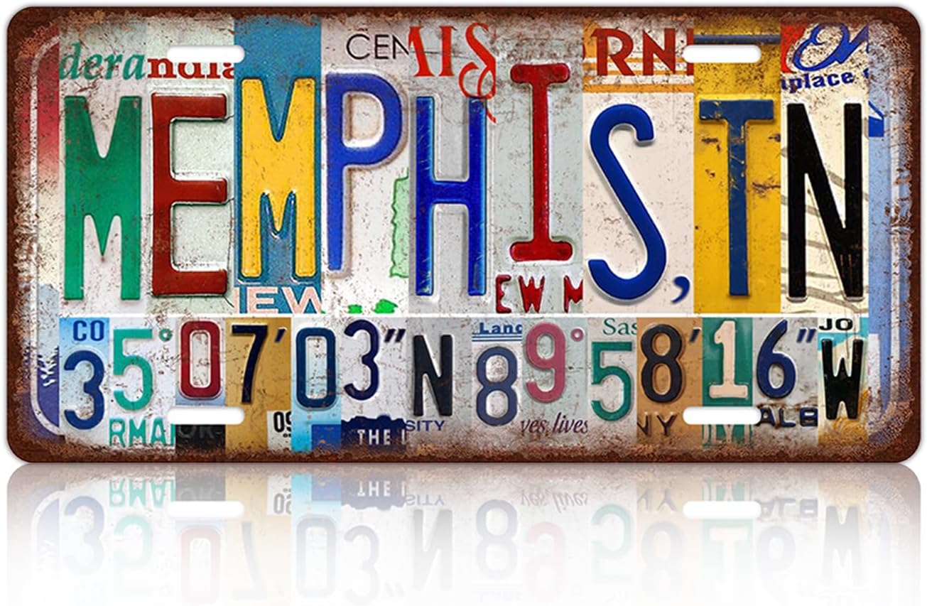 Vintage City Wall Decor Memphis,Tn License Plate Metal Sign Tin Signs Poster