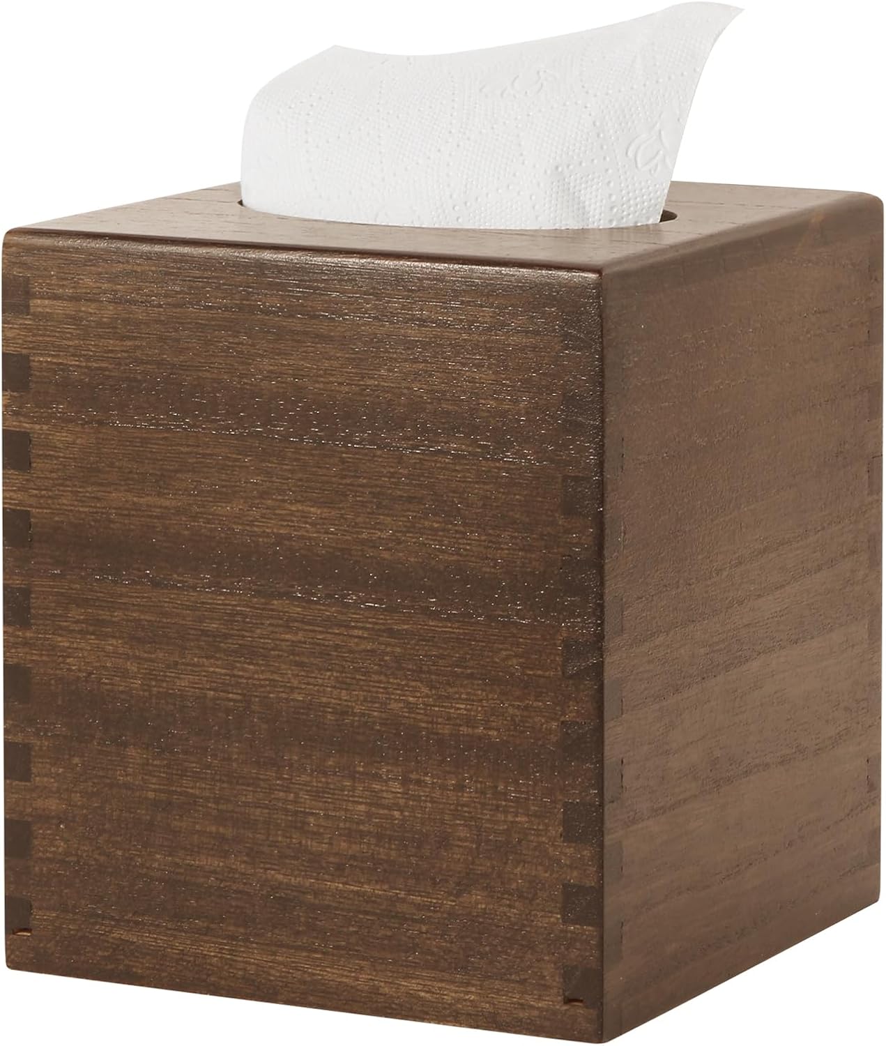 Paulownia Wood Tissue Box Cover with Slide-Out Bottom - Square Cover for Bathroom, Bedroom, Dinner Table