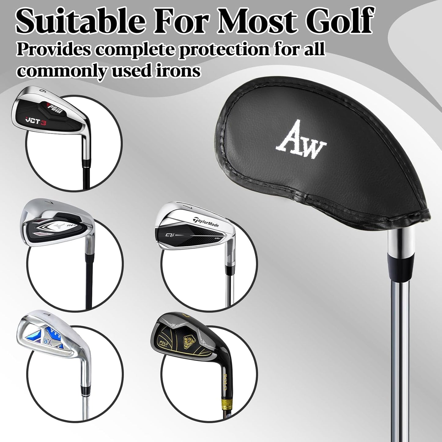 12 Pcs Golf Iron Covers Set - Synthetic Leather Golf Iron Head Covers for Clubs Fit Most Brands