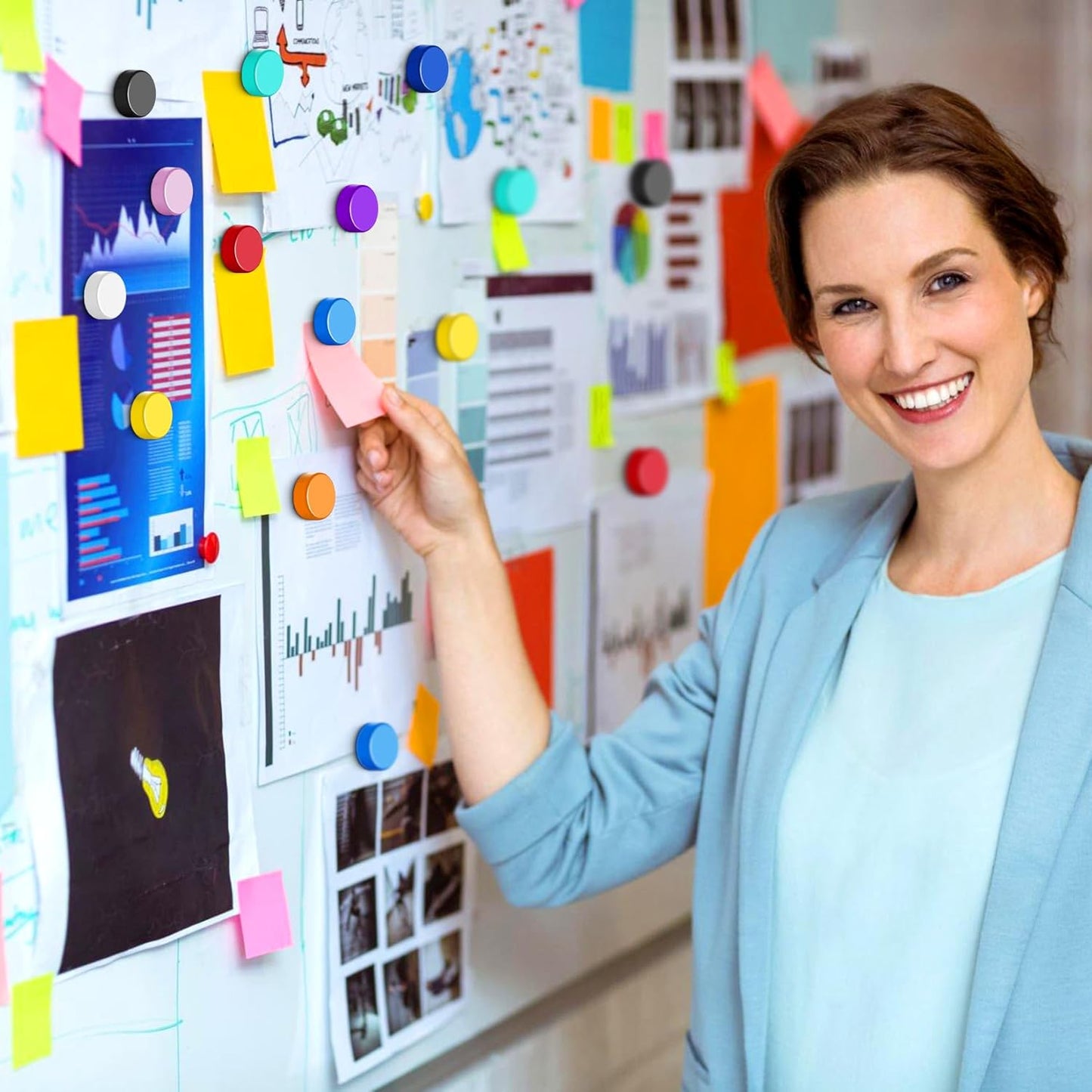 FINDMAG 60 Pack Fridge Magnets, Whiteboard Magnets, Dry Erase Board Magnet for Locker, Round Decorative Magnet, Small Colorful Refrigerator, 10 Colors