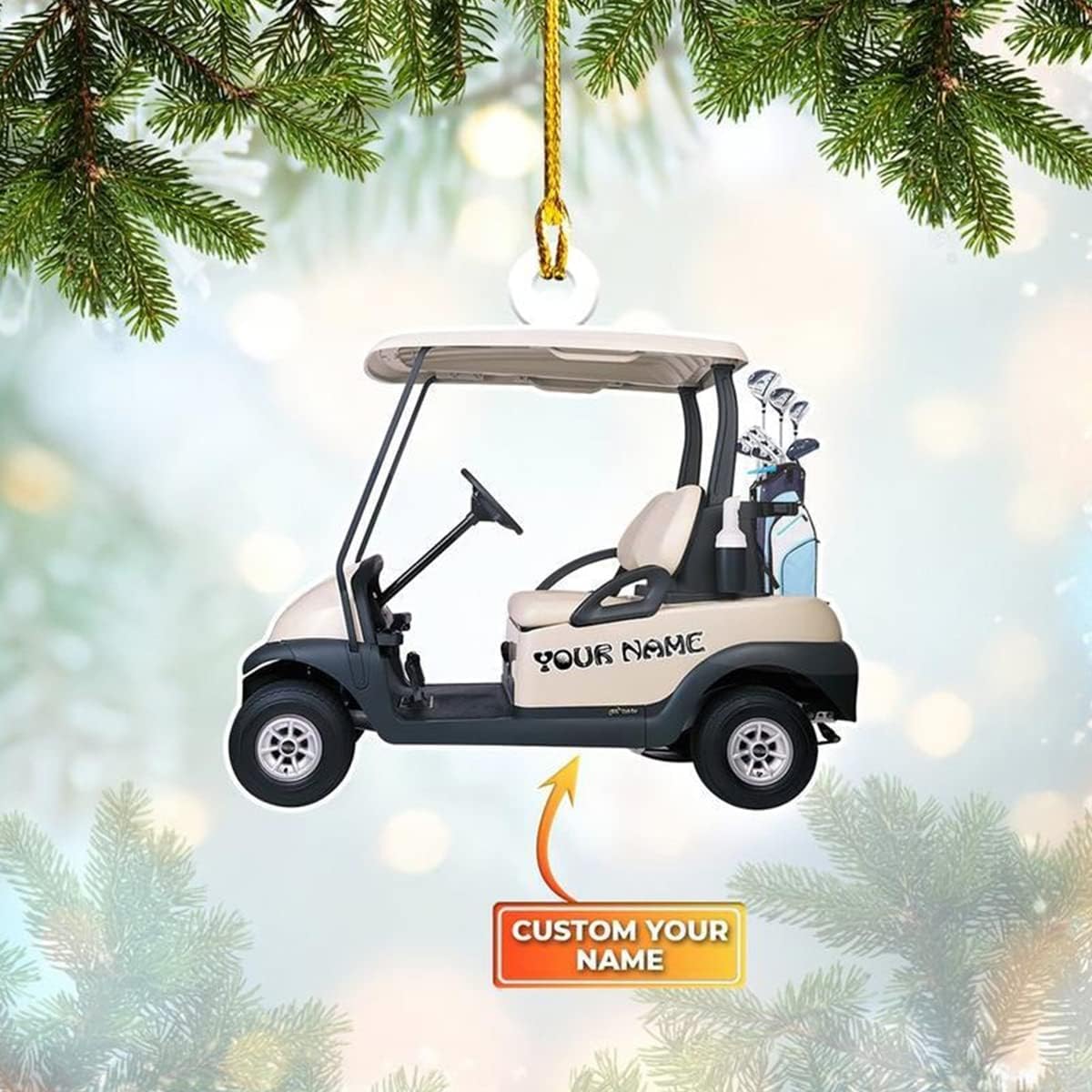 Personalized Golf Shaped Ornament, Gift for Golf Player, Gifts for Golf Lovers, Him, Her, Christmas Tree Decor, Home Décor, Golfing Cart Christmas Ornament, Idea 10