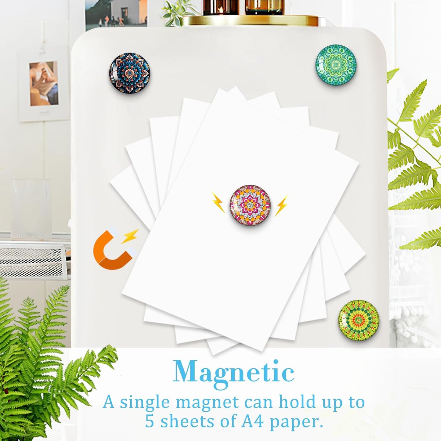 MORCART 16PCS Fridge Magnets, Cute Mandala Magnets for Refrigerator, Whiteboard, Decorative Magnetic Board, Cabinets, Classroom, Office Cubicle, School