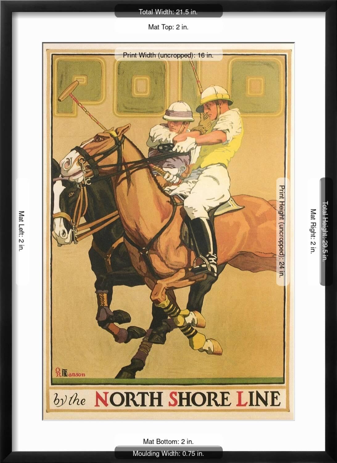 ART.COM Wall Art Print Polo Poster on Black Frame, 21" x 29"