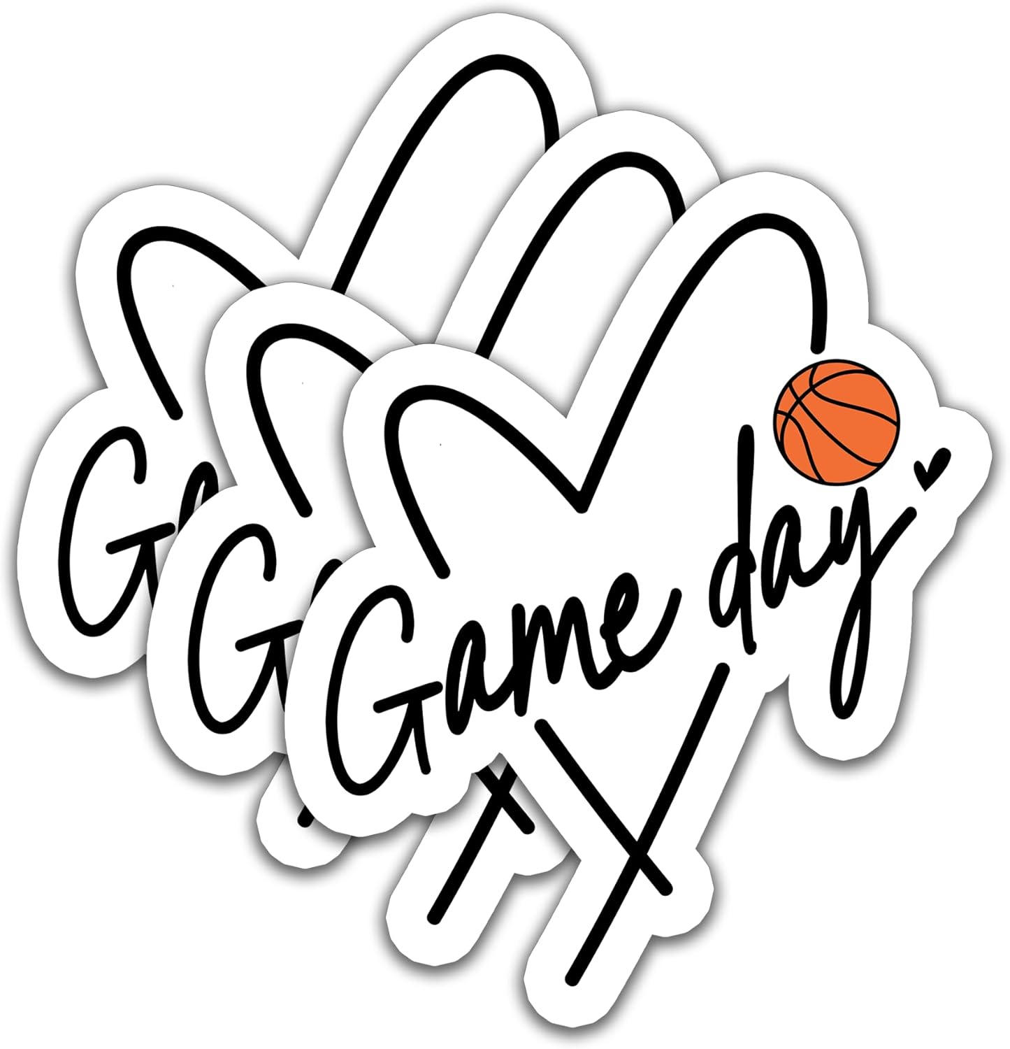 (3PCS) Basketball Stickers, Game Day Basketball Vinyl Decals for Girls Moms Players Teams Coaches, Waterproof Sticker for Tumblers, Water Bottles, Laptops - 3 x 2.5 Inch