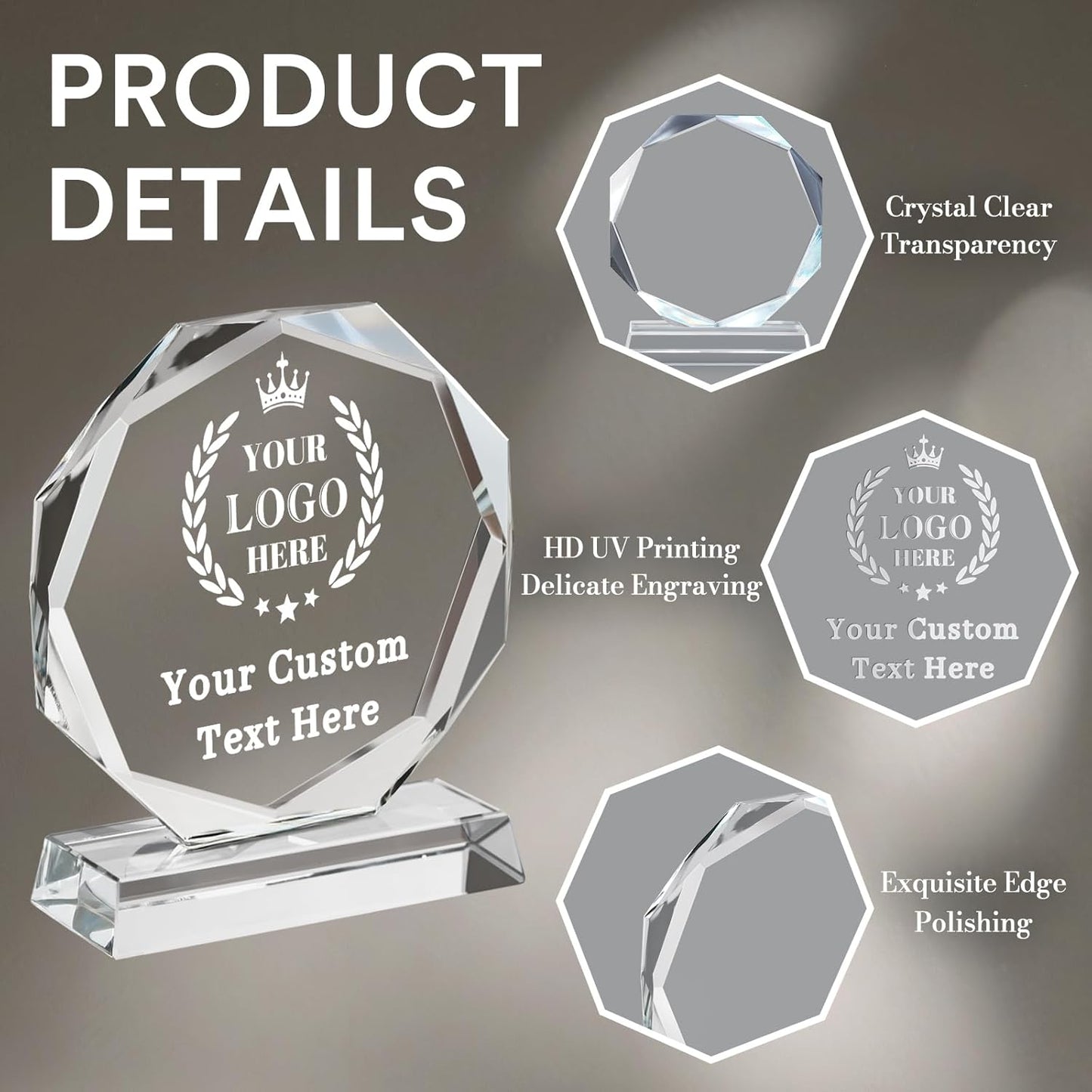 Custom Trophy Award, Plaques Personalized Engraved with Logo, Crystal Awards and Trophies for Corporate, Employee Recognition, Retirement, Sports - Coworker Employee Appreciation Gifts