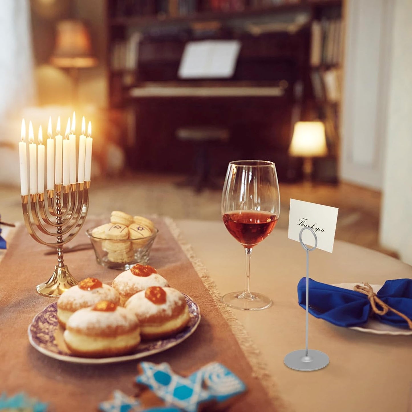 Urban Deco 16 Pieces Table Card Holder 8 inches Table Number Holders Place Steel Card Holders for Photos, Food Signs, Memo Notes, Weddings, Restaurants, Birthdays（Matte Silver）