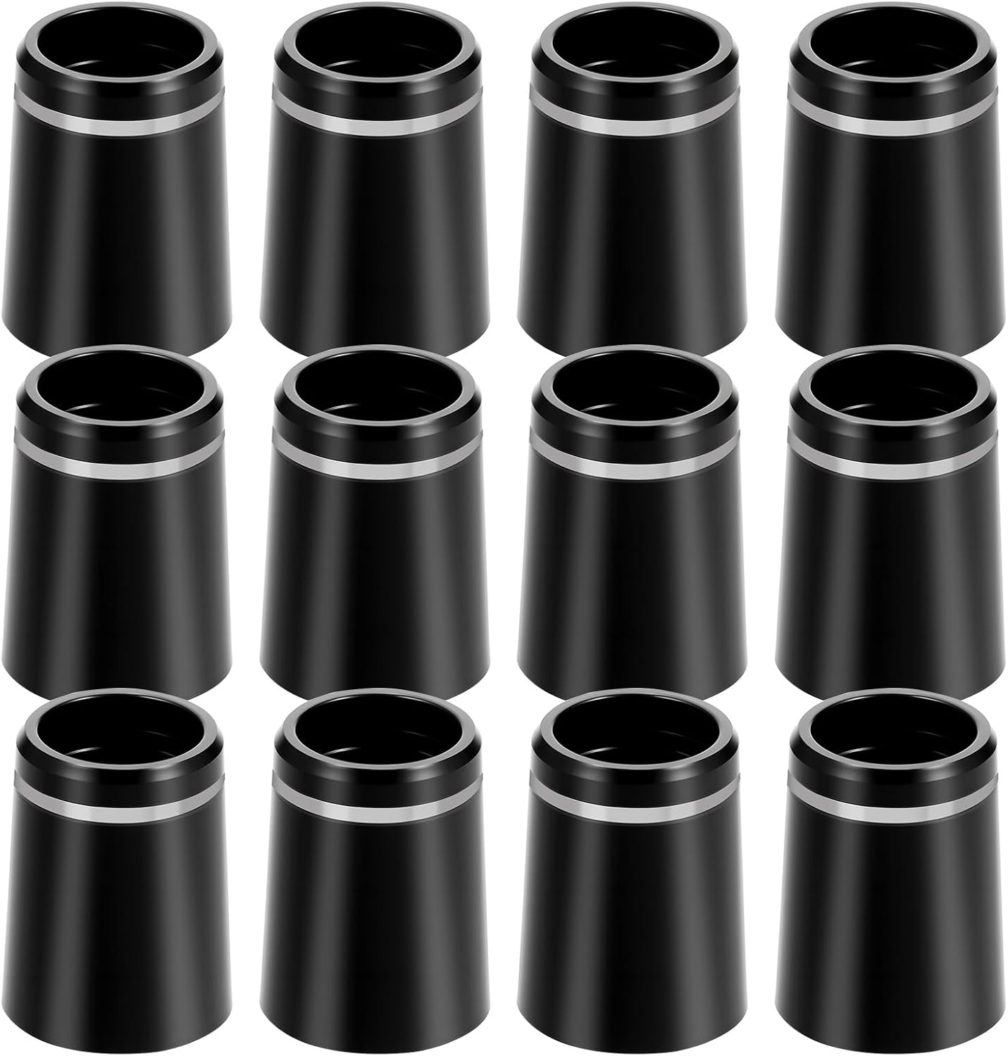 Black Golf Ferrules Compatible with Irons, 12 Pcs 0.335 Inch Tip Irons Shaft Golf Club Shafts Sleeve Adapter Black Golfs Iron ferrules with Single Silver Ring for All Iron Shaft