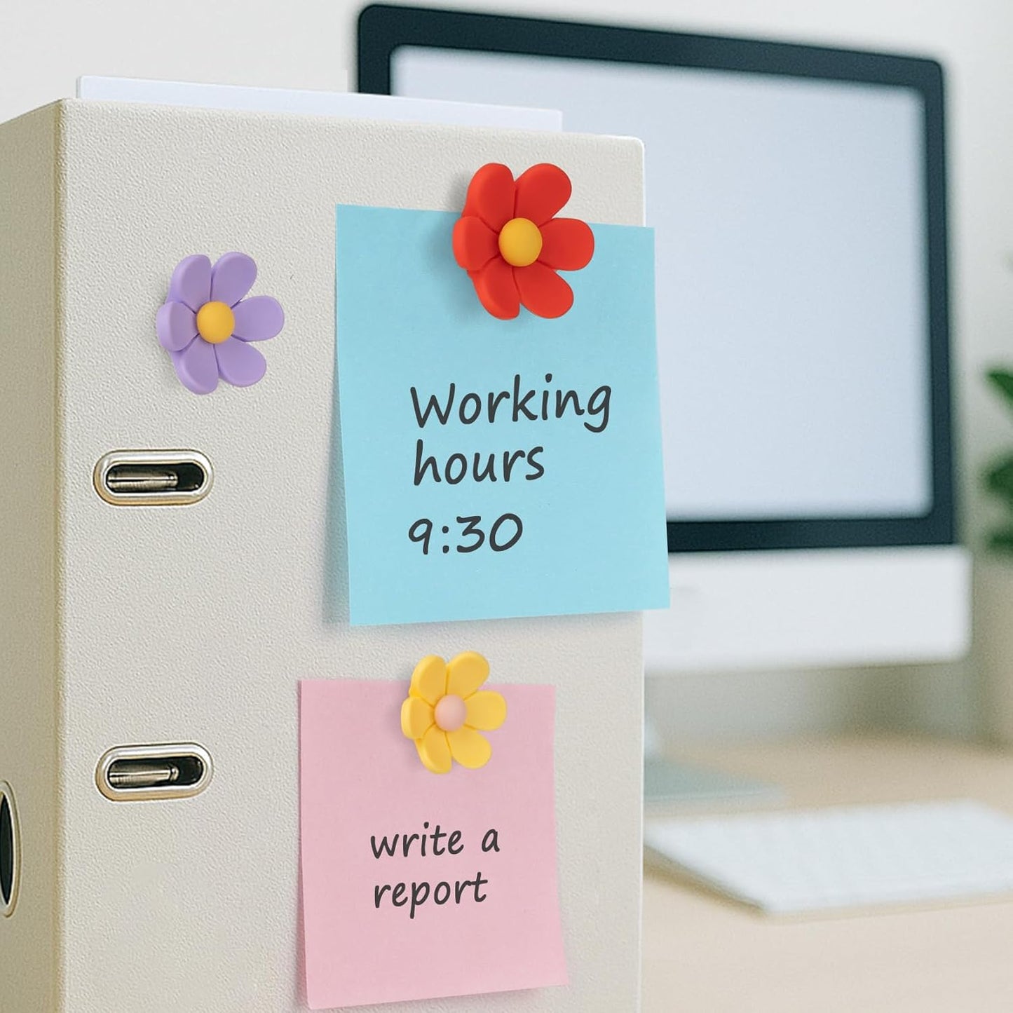 FINDMAG 21Pack Fridge Magnets, Flower Refrigerator Magnets Cute, Fun Magnet Refrigerator, 3D Flower Magnet for Office, Locker Decorations, Home, Kitchen, Whiteboard, (7 Small + 7 Medium + 7 Large)