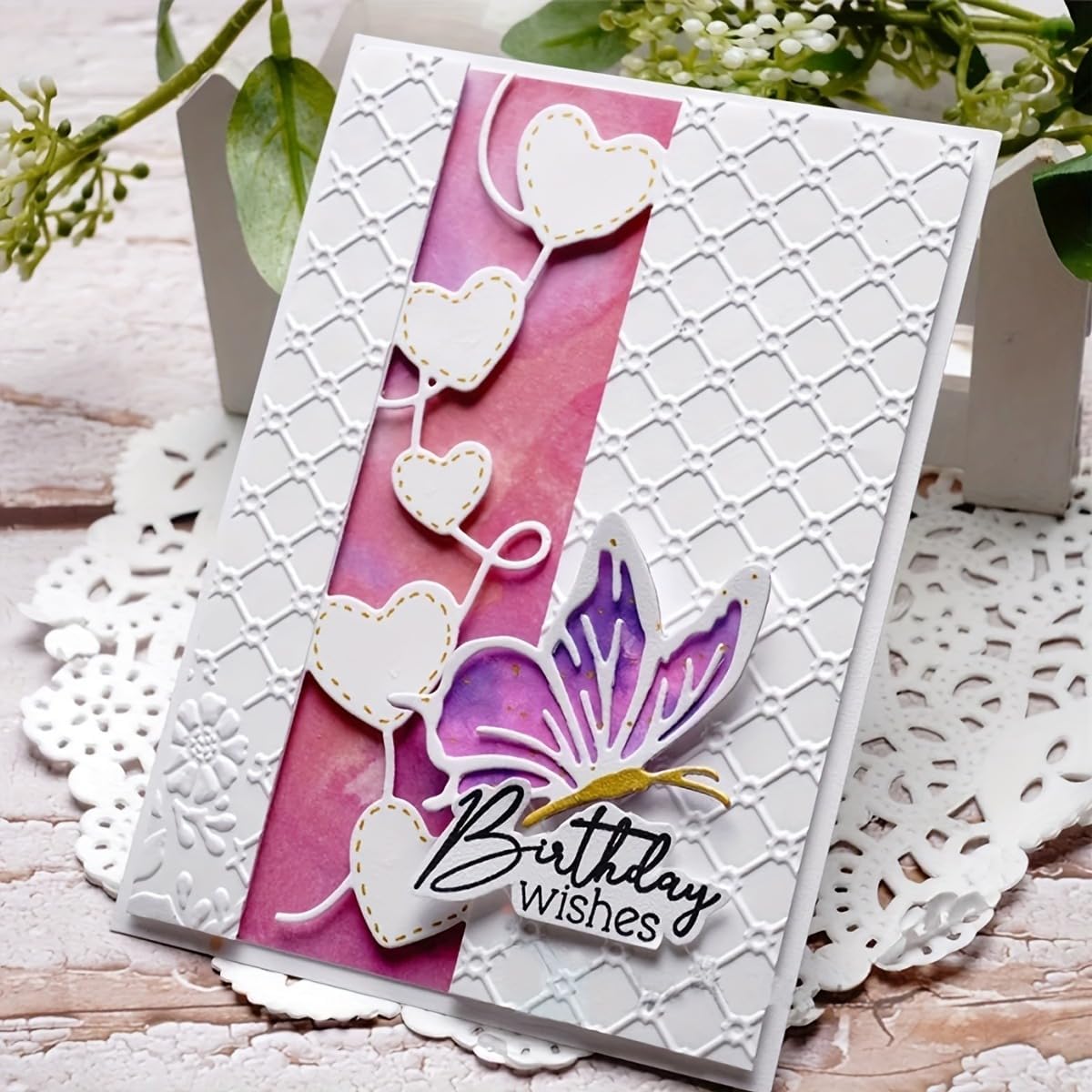 Lapoo Cutting Die for Scrapbooking, 3D Backgrounds Frame New Cutting Dies DIY Album Card Making Decor Paper Craft Metal Die Cuts Party Decorations (Love Frame 5.4 x 1.9 in)