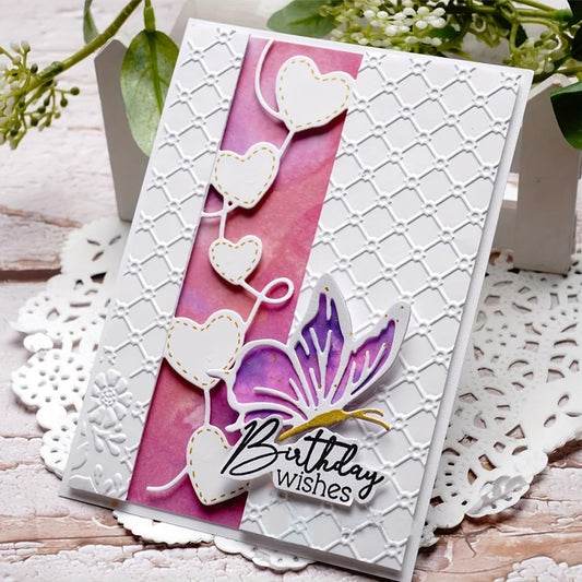 Lapoo Cutting Die for Scrapbooking, 3D Backgrounds Frame New Cutting Dies DIY Album Card Making Decor Paper Craft Metal Die Cuts Party Decorations (Love Frame 5.4 x 1.9 in)