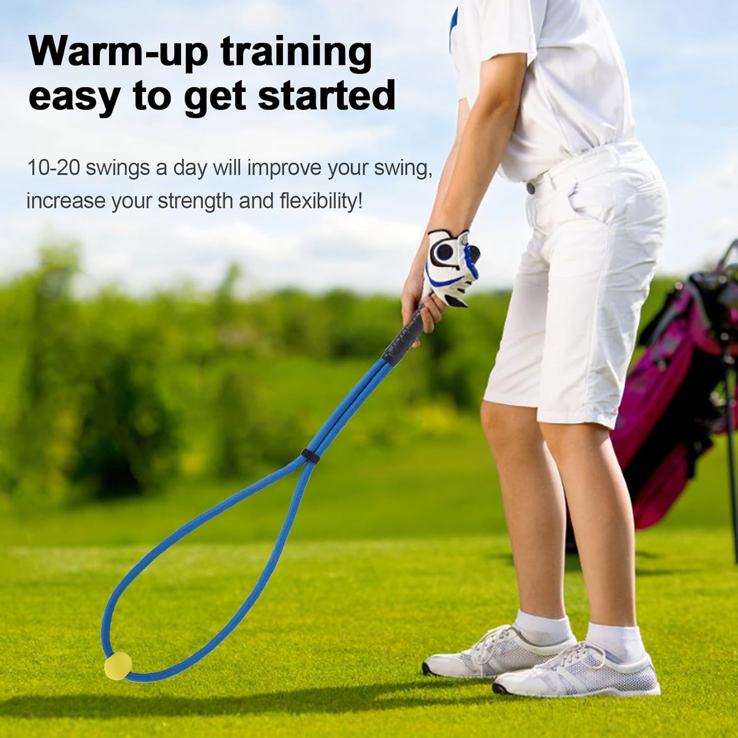 Golf Swing Rope, Golf Swing Rope Trainer, Golf Swing Tempo Trainer, Golf Multi Purpose Training Rope Suitable for Strength and Rhythm Control(Blue)