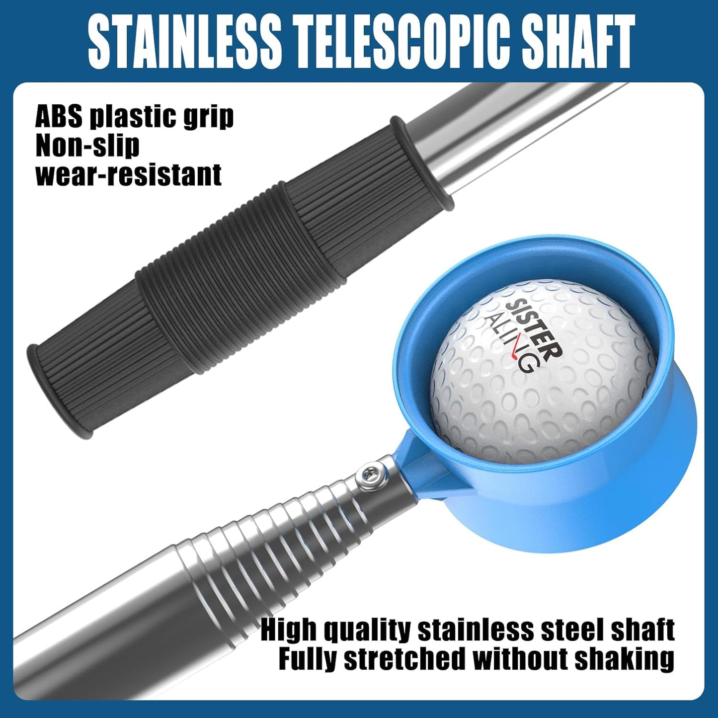 9ft/12ft Water Telescopic Golf Ball Retriever，Classic and Durable Stainless Steel Picker Upper, The Best Accessory Gift for Men and Women Golfers.
