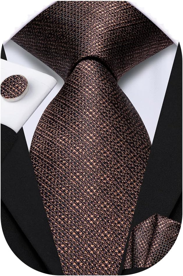 Dubulle Mens Paisley Striped Tie WOVEN Necktie for Men and Handkerchief Cufflinks Set Wedding Formal Business