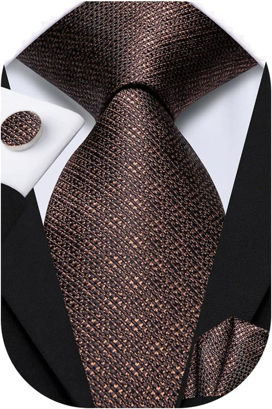 Dubulle Mens Paisley Striped Tie WOVEN Necktie for Men and Handkerchief Cufflinks Set Wedding Formal Business