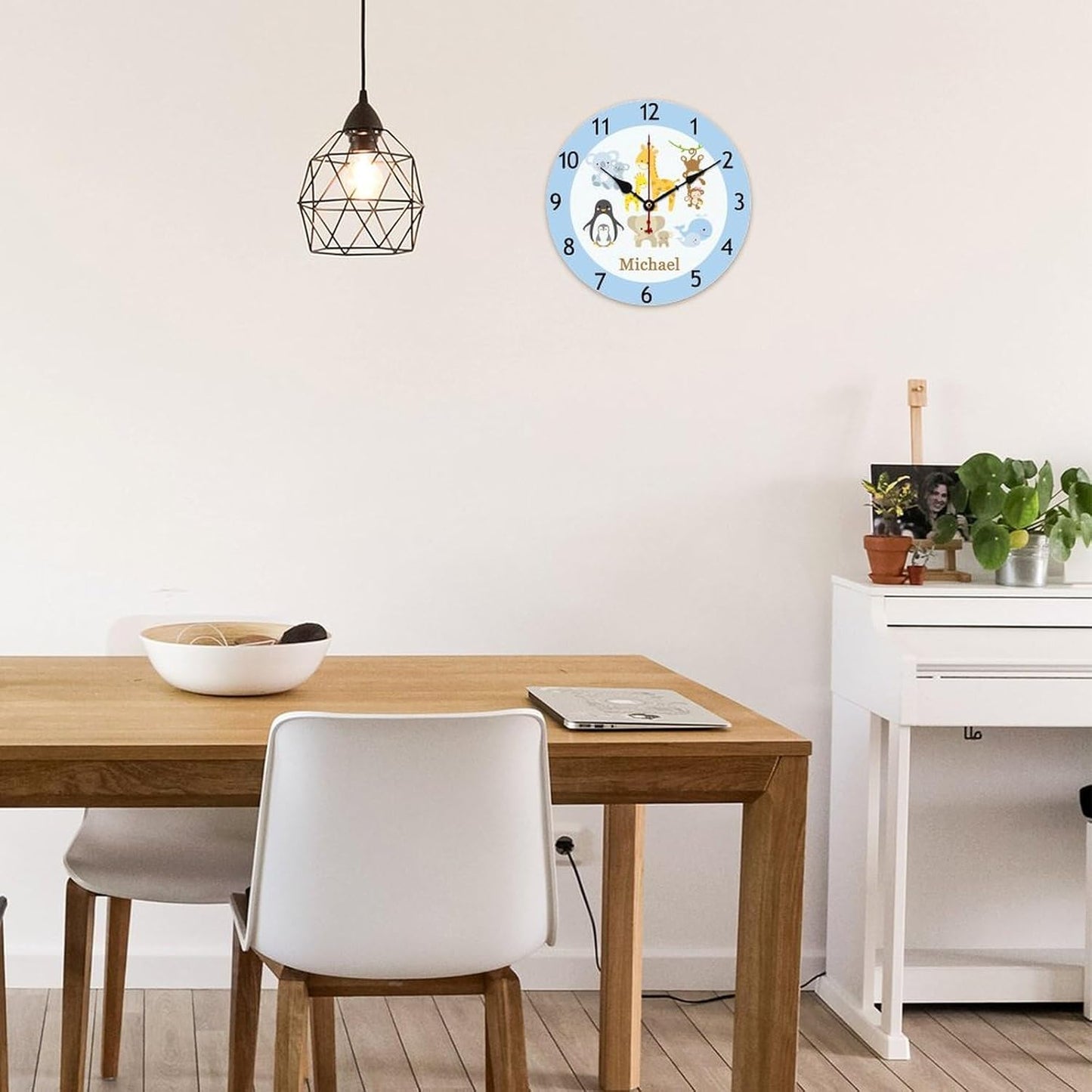 10 inch Golf Ball Personalized Name Wall Clocks Battery Operated for Kids Bedrooms Nursery School Playroom Decor,Custom Kids Name Wall Clock, Wood Round Clock Silent for Children Room Decor