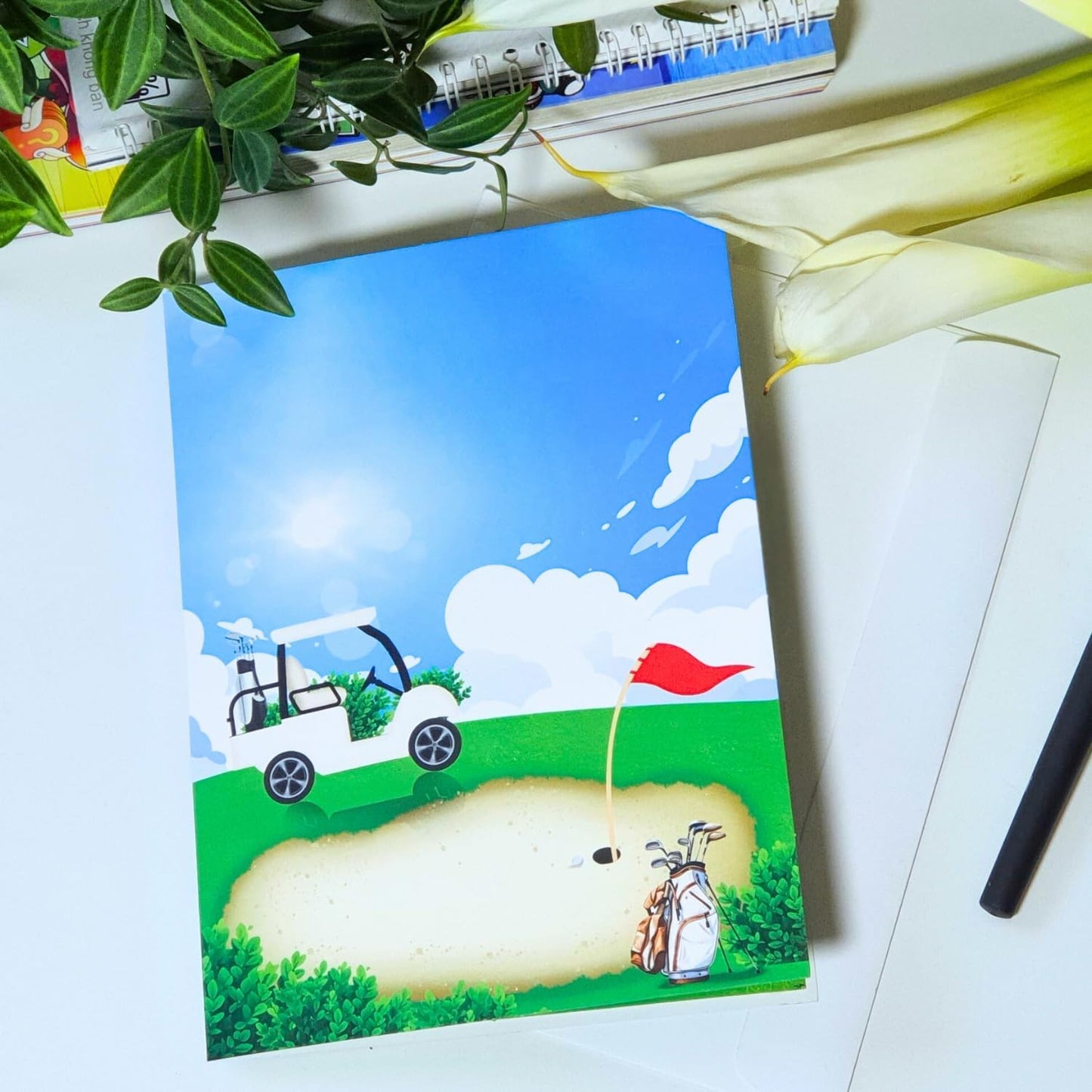HEARTAGS- Pop Up Birthday Card for Men, Golf Birthday Card For Dad, Husband, Brother, Son, Grandpa, 3D Golf Popup Greeting Cards, Size 6x8 inches Includes Message Note and Envelop