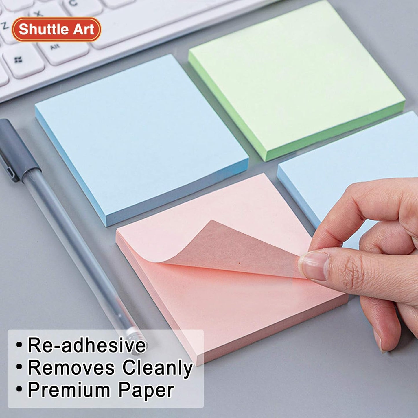 Sticky Notes, Shuttle Art 60 Pads Bright Stickies, 6 Assorted Colors, 3x3 Inches, 100 Sheets/Pad Sticky Pads for Home, School, Office