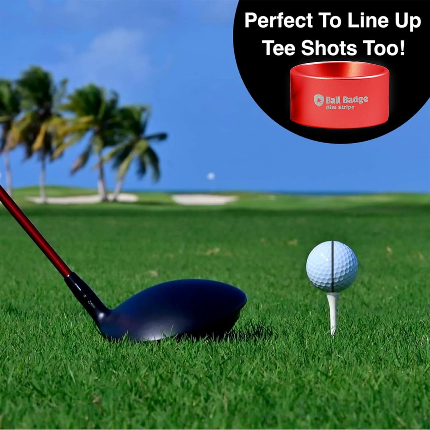 Ball Badge Aim Stripe - 360 Degree Golf Ball Line Marker Kit with Golf Bag Attachment for Perfect Alignment and Precision Putting
