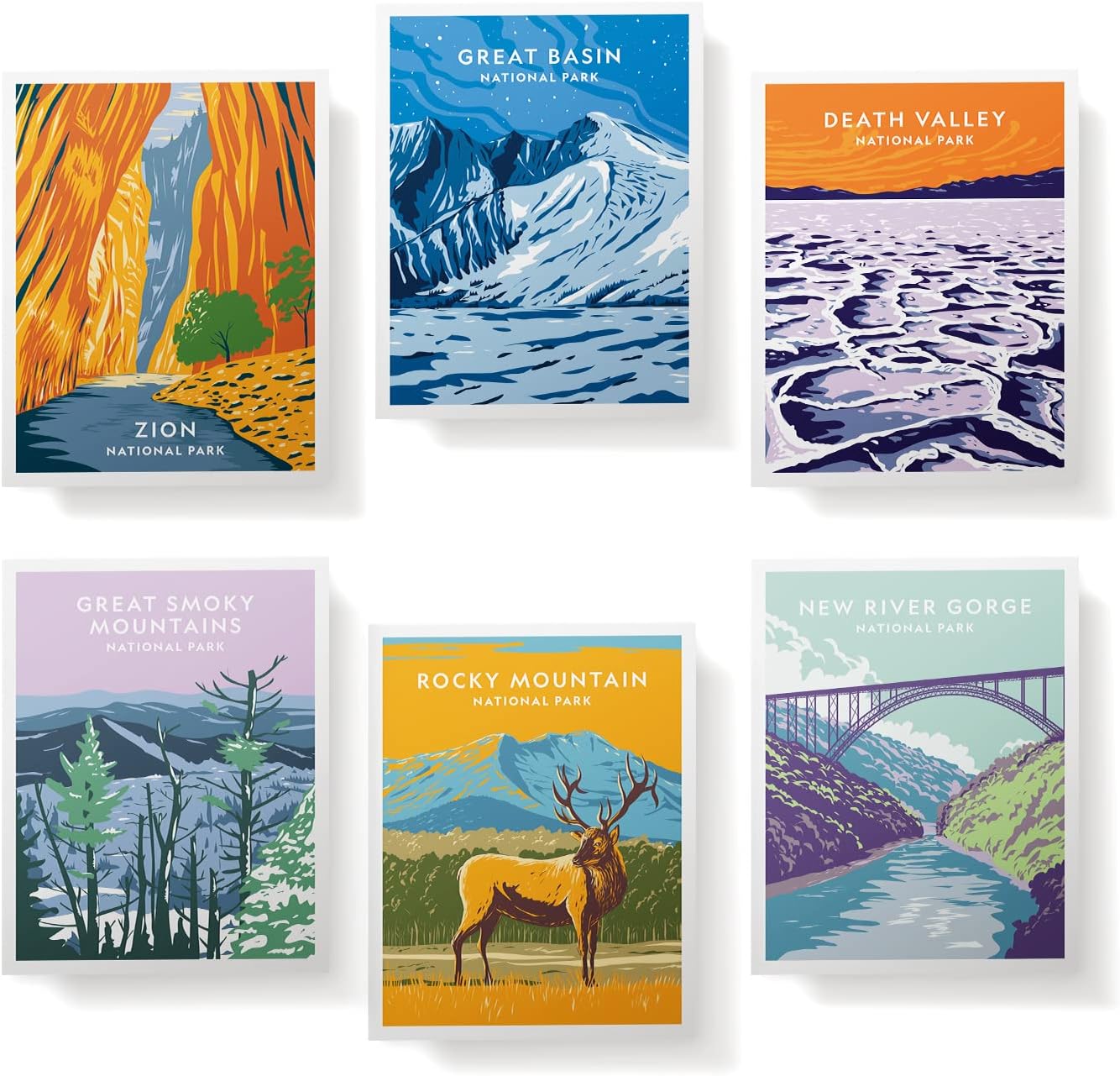 Twigs Paper - Assorted Outdoor National Parks Greeting Cards - Stationery Cards with Envelopes - Thank You and Blank Note Cards -Greeting Cards for All Occasions - Made in USA (5.5 x 4.25, Set of 12)
