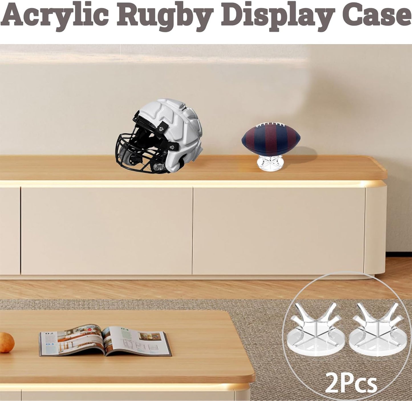 2Pcs Acrylic Baseball Holder Display Case Display for Balls Suitable for Baseball, Golf Softball, Tennis Ball Spheres, Thanksgiving Pumpkin Ball, Wooden Eggs Clear Baseball Stand