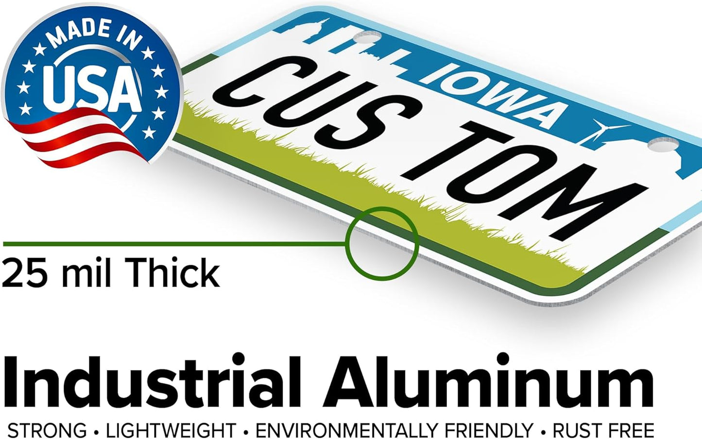 Mini License Plates, Personalized License Plates, Custom for Car, Bikes, ATV, Kids Car, Golf Cart, Jeep, 2x4 Inch, Rust-Free Fade Resistant Aluminum, USA Made by My Sign Center (Iowa)