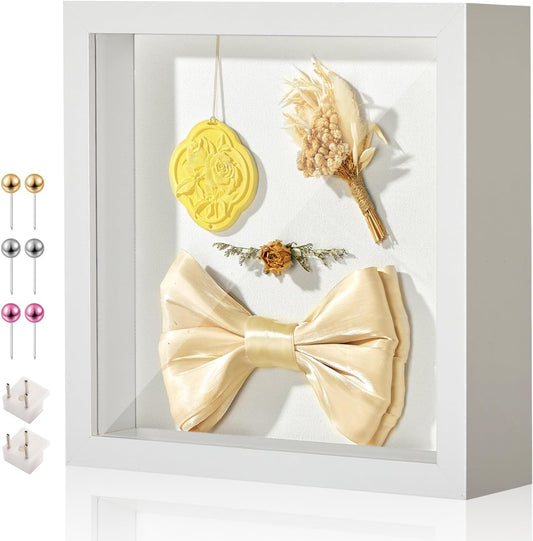 8x8 Shadow Box Display Case Picture Frame with Soft Linen Back,Large Deep Black Shadow Box 8x8 for Flowers Medal Display Case Jersey pet Graduation Memorabilia Baby Ltems Crafts Photos