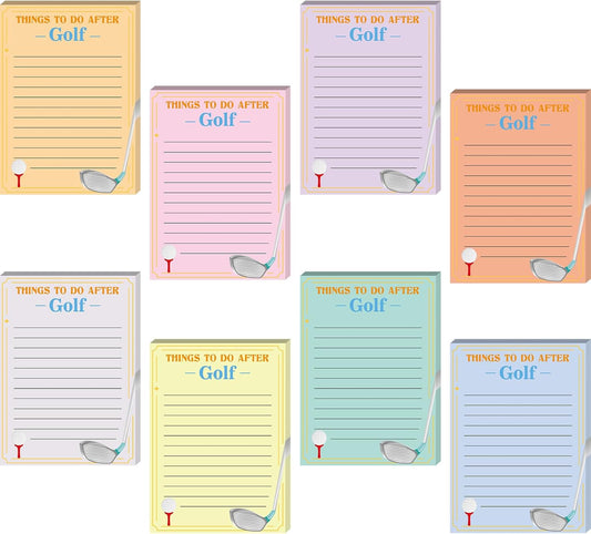 Eaasty 8 Pack Funny Memo Notepads Funny Golf Gifts Golf Notebook Sticky Note to Do List for Office Supplies, 8 Styles (Simple Style)