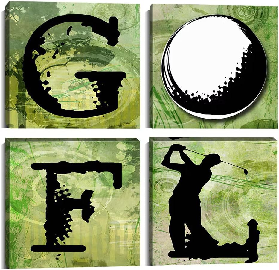 Pankila Golf Canvas Wall Art Golf Sports Wall Decor Green Leisure Poster Artwork for Gym Living Room Office Man Bedroom Painting Modern Minimalism Frame Print Artwork (20''W x 20''H x 4)